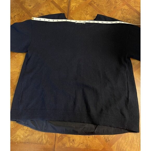 SANDRO PARIS Womens Navy Split Back Scoop Neck Cashmere Wool Sweater Sz 2 Medium - Picture 6 of 13